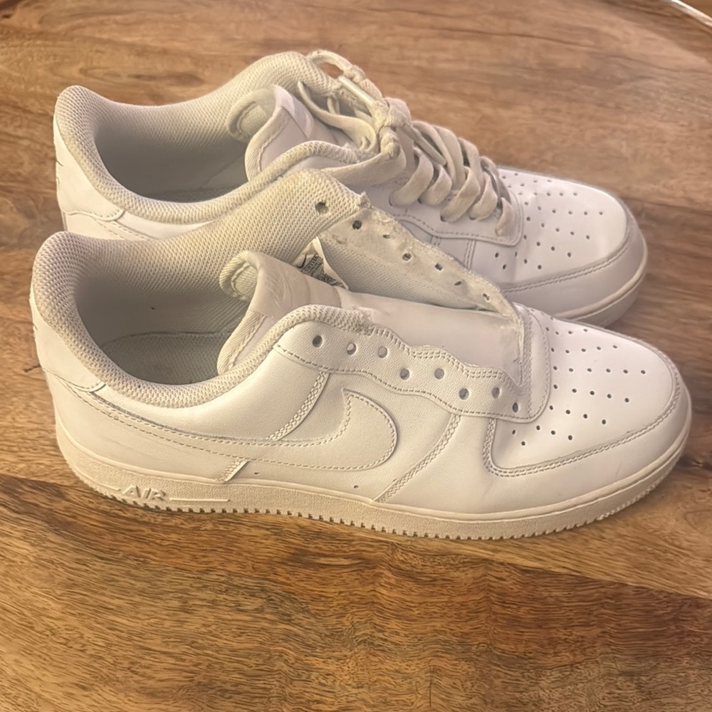 Nike White Air Force 1 size 10.5. Used. Great condition. Missing 1 lace.